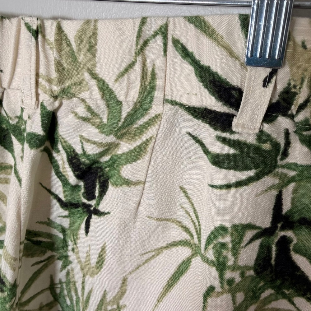 J. Jill Wide Leg Linen Blend Cropped Botanical Print Pants (Small P) Flowy Light - Picture 14 of 16